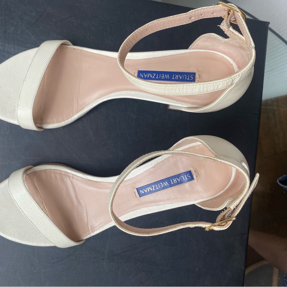STUART WEITZMAN White Classic and Classy Sandals VERO CUOIO size 7